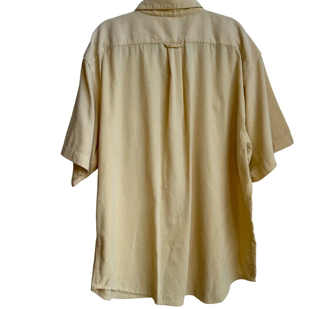 The North Face Shirt Men's XL Yellow Textured Button Up‎ Short Sleeve Hiking